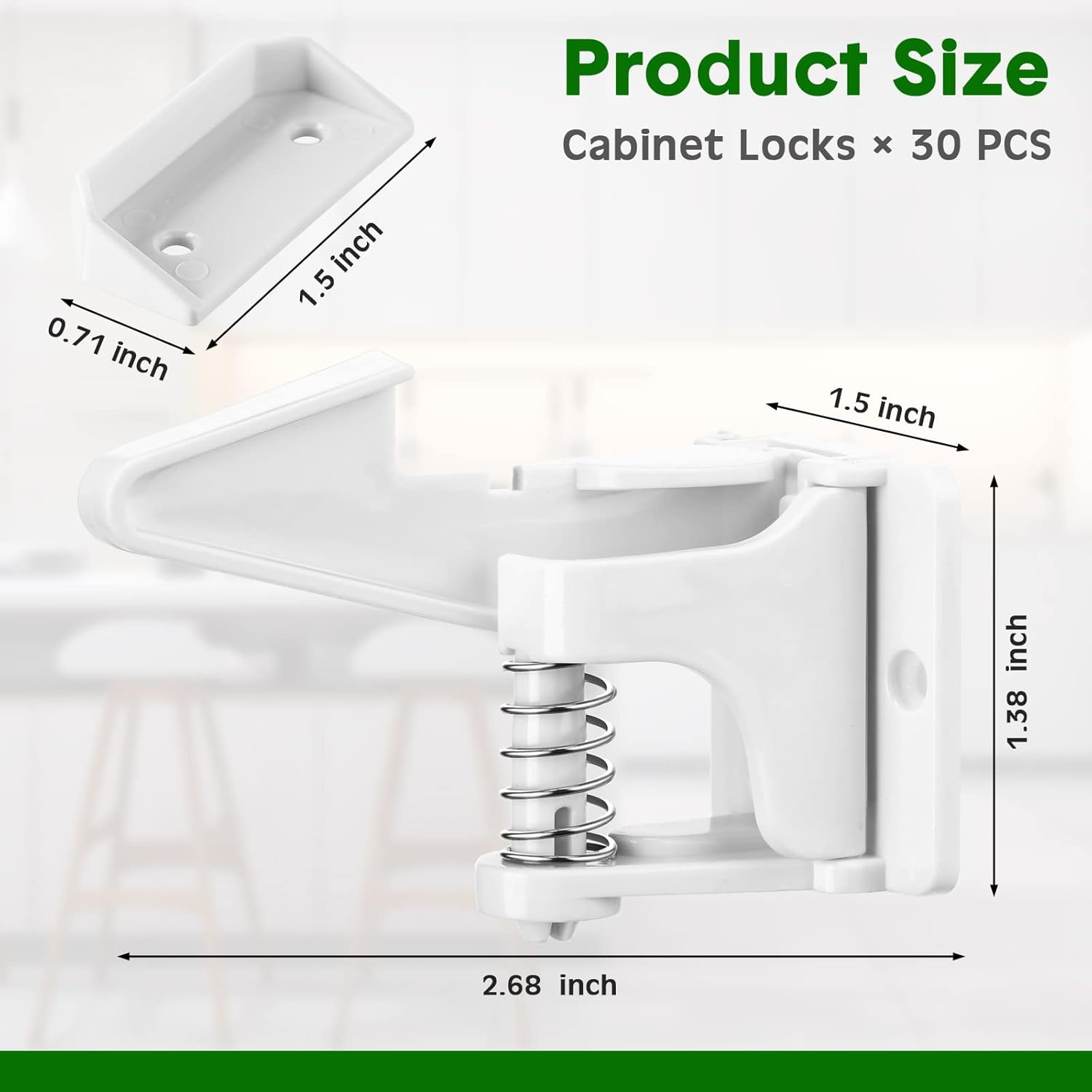 Tuanse 30 Pcs Cabinet Locks Invisible Safety Drawer Latches with Screws Self Adhesive Cabinet Drawer Locks for Home Kitchen Furniture Door Latches(White)