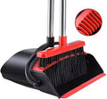 Upright Broom and Dustpan Set with Long Handle, Standing Dustpan with Broom Clip, Indoor Cleaning Set for Home