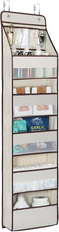 Univivi 6-Shelf Over Door Hanging Organizer Fabric Baby Door Storage with 5 Large Pockets and 3 Small PVC Pockets Wall Mount Hanging Storage Organizers for Baby Essential (Beige)