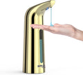Automatic Liquid Soap Dispenser Touchless,400ML Hand & Dish Countertop Gold Electric Dispenser with Sensor,Modern 4 Gear Adjustable Waterproof Battery Operated Kitchen Auto Soap Pump