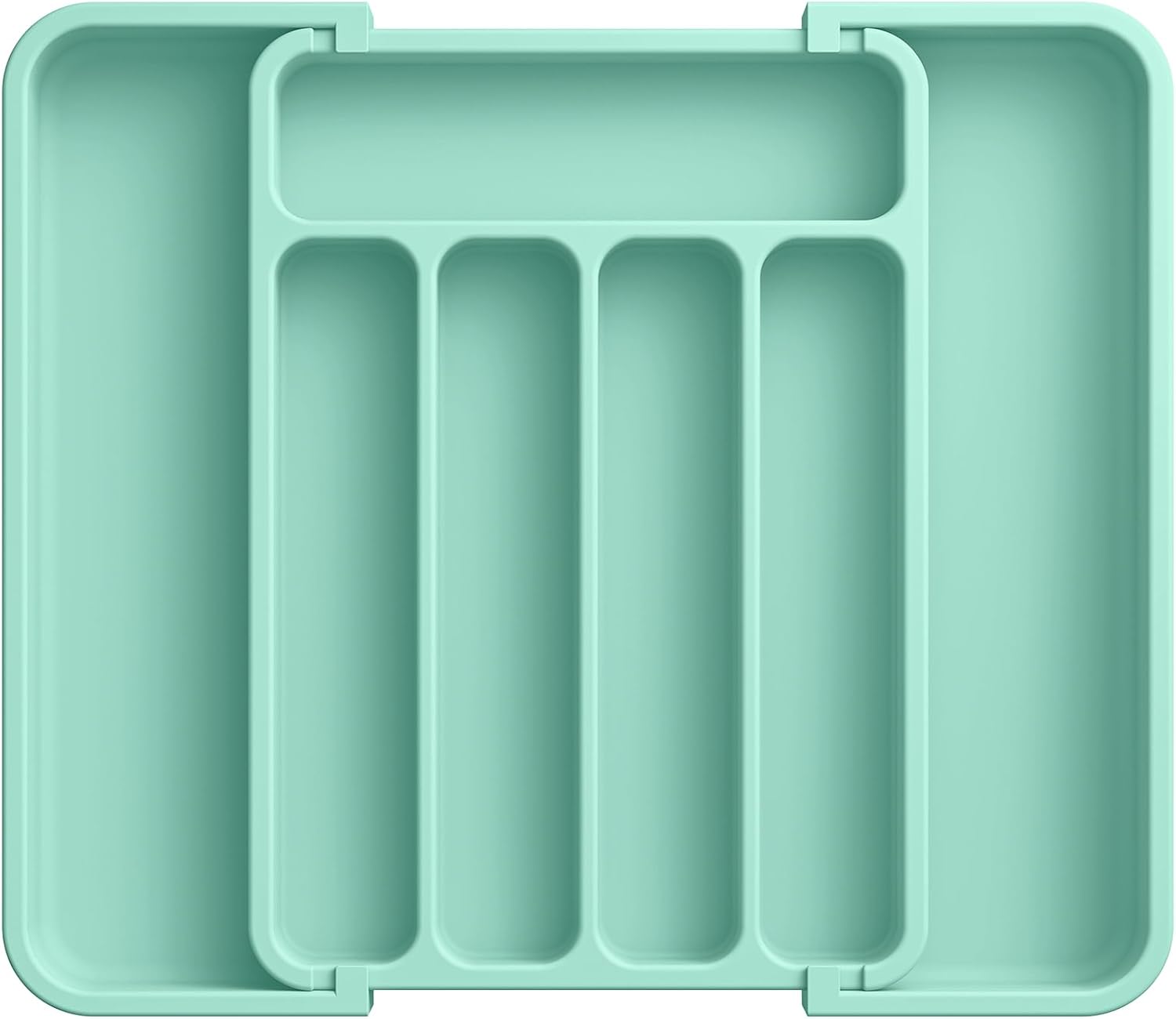 Aujen Silverware Organizer - Expandable Kitchen Drawer Organizer, Adjustable Utensil Organizer, Cutlery Tray for Forks, Knives, Multipurpose Kitchen Organizers and Storage Solution, Green, Medium