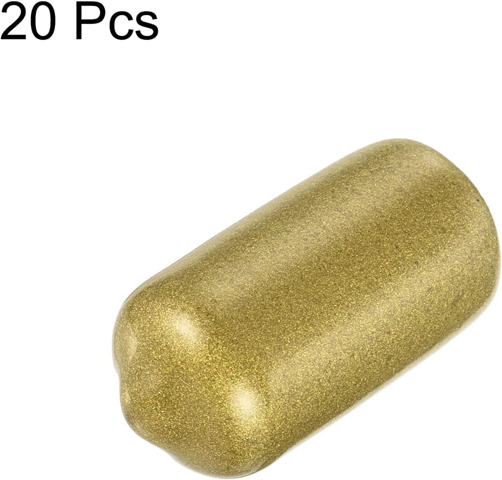 uxcell 20pcs Rubber End Caps 11mm ID Vinyl Round Tube Bolt Cap Cover Thread Protectors Gold