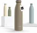 LARS NYSØM Stainless Steel Insulated Water Bottle 12oz 17oz 25oz 34oz 51oz | Insulated Thermo Flask for Hot and Cold Beverages | Leakproof Drinking Bottle (Taupe Brown, 17oz)