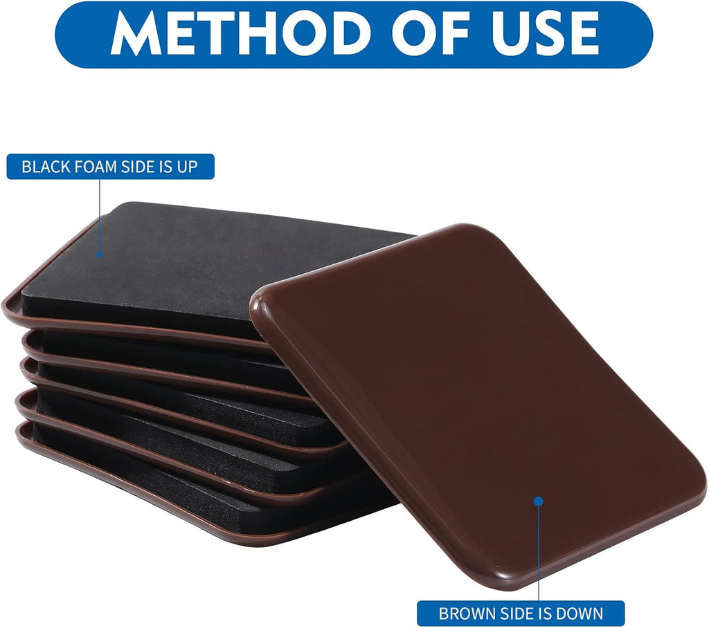 Furniture Sliders, 8pcs 4.7 inch Square Furniture Moving Kits Carpet Sliders for Moving Furniture, Heavy Duty Furniture Movers - Protect The Surface of Carpet, Easily Move Any Items!