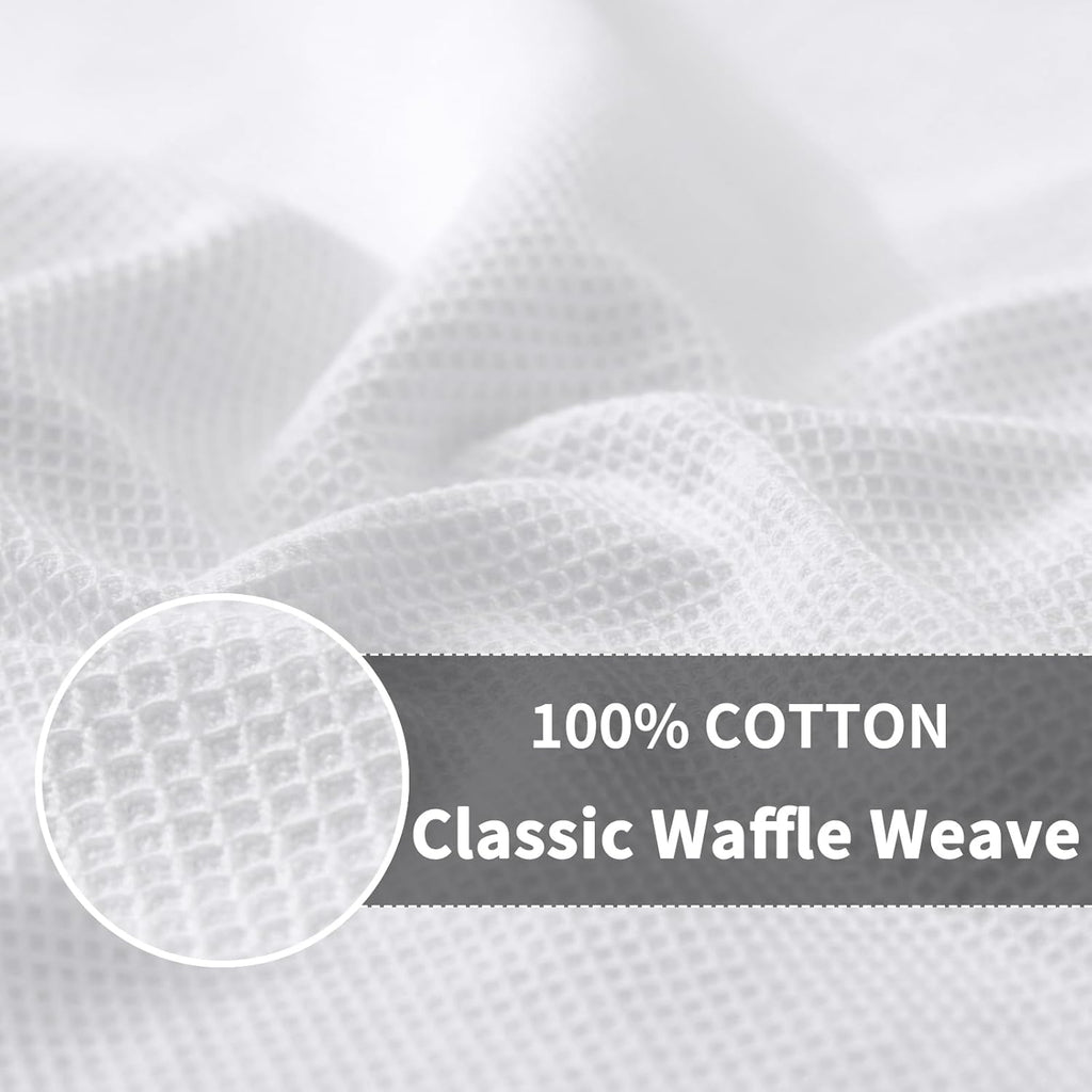 Homaxy 100% Cotton Waffle Weave Kitchen Towels - 4 Pack Soft and Absorbent Dish Towels - 16 x 26 Inches Quick Dry Hand Towels - White
