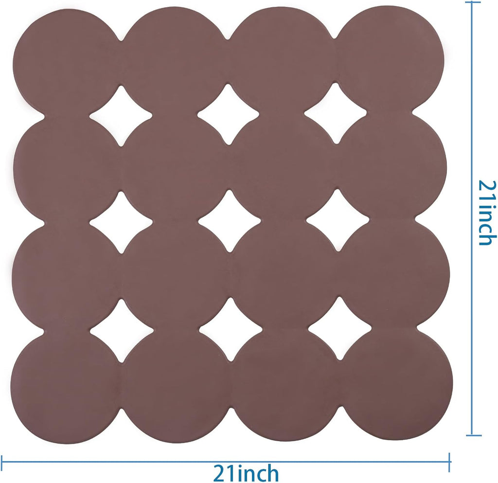 Square Shower Mat Nonslip - Rubber Bathtub Mat with Suction Cups for Inside Shower Bathroom Floor (Coffe, 21X21)