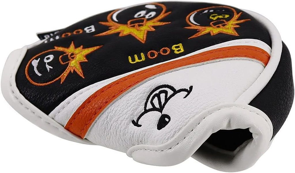 BIG TEETH Putter Cover Mallet Putter Cover Half Mallet Small Golf Headcover, Mini Club Head Protector Magnetic Closure Black Leather for Odyssey White Hot #5 Golf Rossie Tour Edge Chipper etc