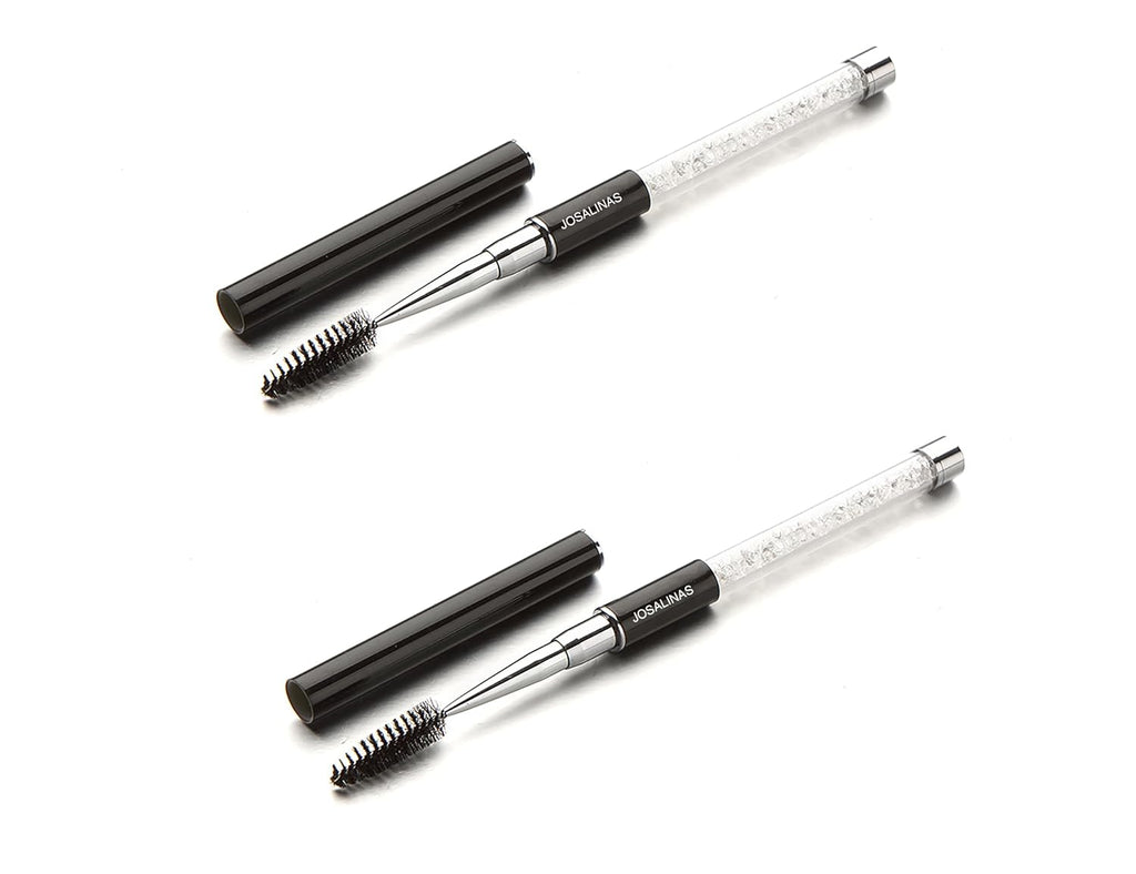 2PCS Mascara Brushes, Eyebrow Eyelash Brushes, Mascara Wands Spooly Applicators, Eye Brushes, Portable Cosmetic Brushes with Cap Spoolies Brushes for Eyelash Extensions and Eyebrows, Black