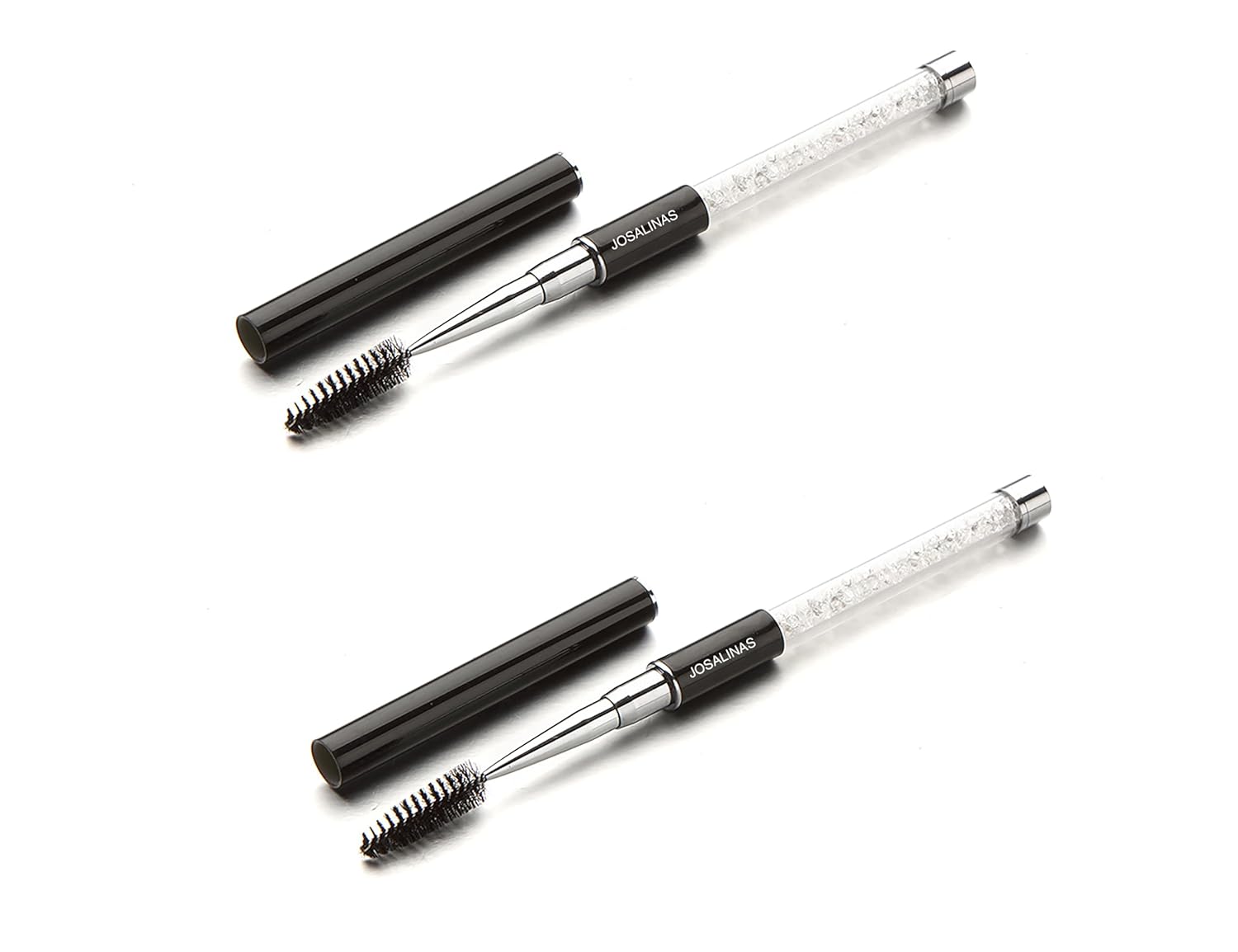 2PCS Mascara Brushes, Eyebrow Eyelash Brushes, Mascara Wands Spooly Applicators, Eye Brushes, Portable Cosmetic Brushes with Cap Spoolies Brushes for Eyelash Extensions and Eyebrows, Black