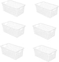 16inch Freezer Wire Storage Organizer Baskets, Household Refrigerator Bins with Built-in Handles