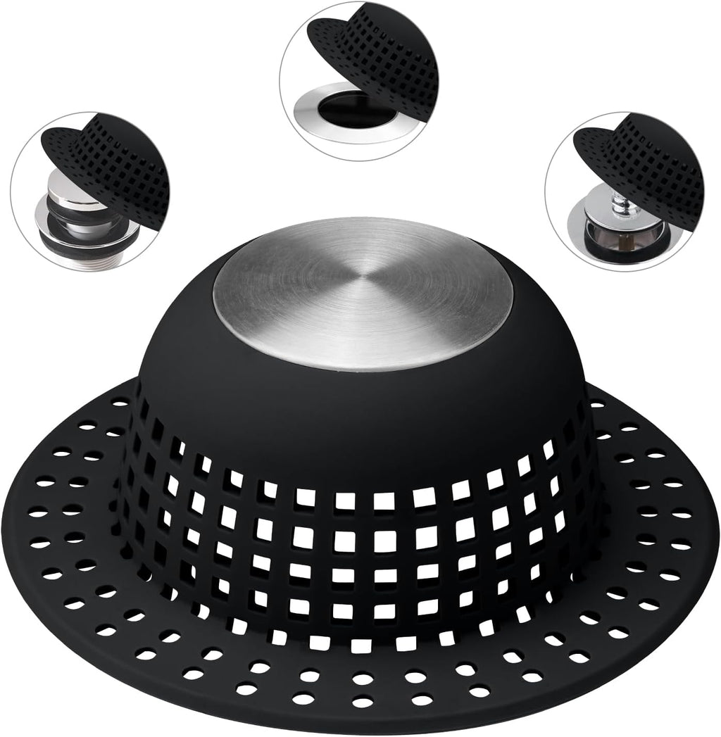 Shower Drain Hair Catcher, Bathtub Drain Cover Foldable Silicone Shower & Tub Protector for Pop-Up & Regular Drains