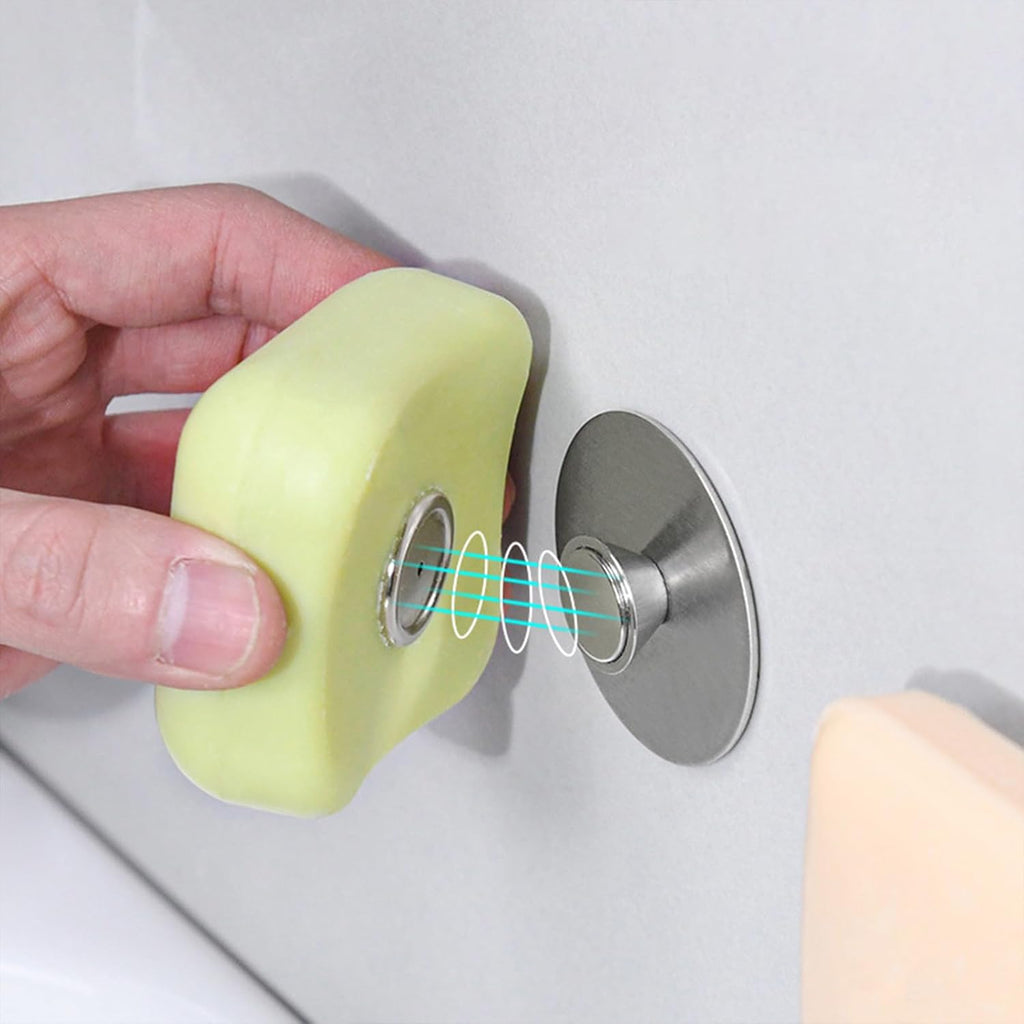 Magnetic Soap Holder, Stainless Steel Wall Mount Waterproof Bathroom Organizer for Showers/Sinks (2Pcs-3M)