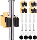 4pcs Anti-Slip Broom and Mop Holder,Wall Mounted Utility Rack with Screws,Stainless Steel Heavy Duty Mop and Broom Hanger,Space-Saving for Kitchen,Home,Bathroom,Garden,Garage Storage.Gold