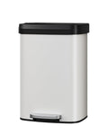 Garvee 13 Gallon / 50 Liter Metal Trash Can with Lid, Large Garbage Can for Kitchen, Rustproof Step-on Kitchen Metal Trash Bin with Liner Rim, Rear Handle, Soft Close Plastic Lid, White