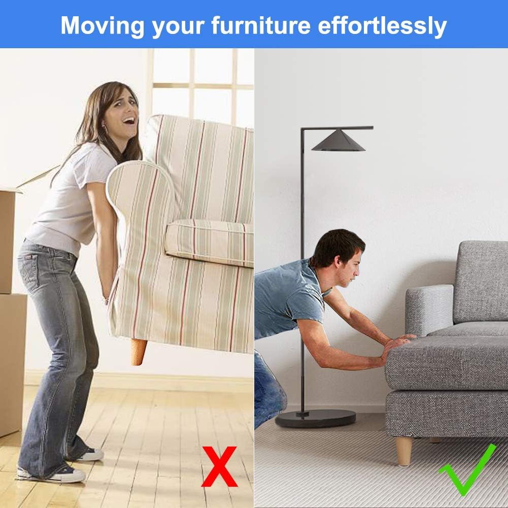 2 inches Stick Furniture Sliders, 12pcs Furniture Glides for Easy Moving on Carpet Hardwood (Beige)