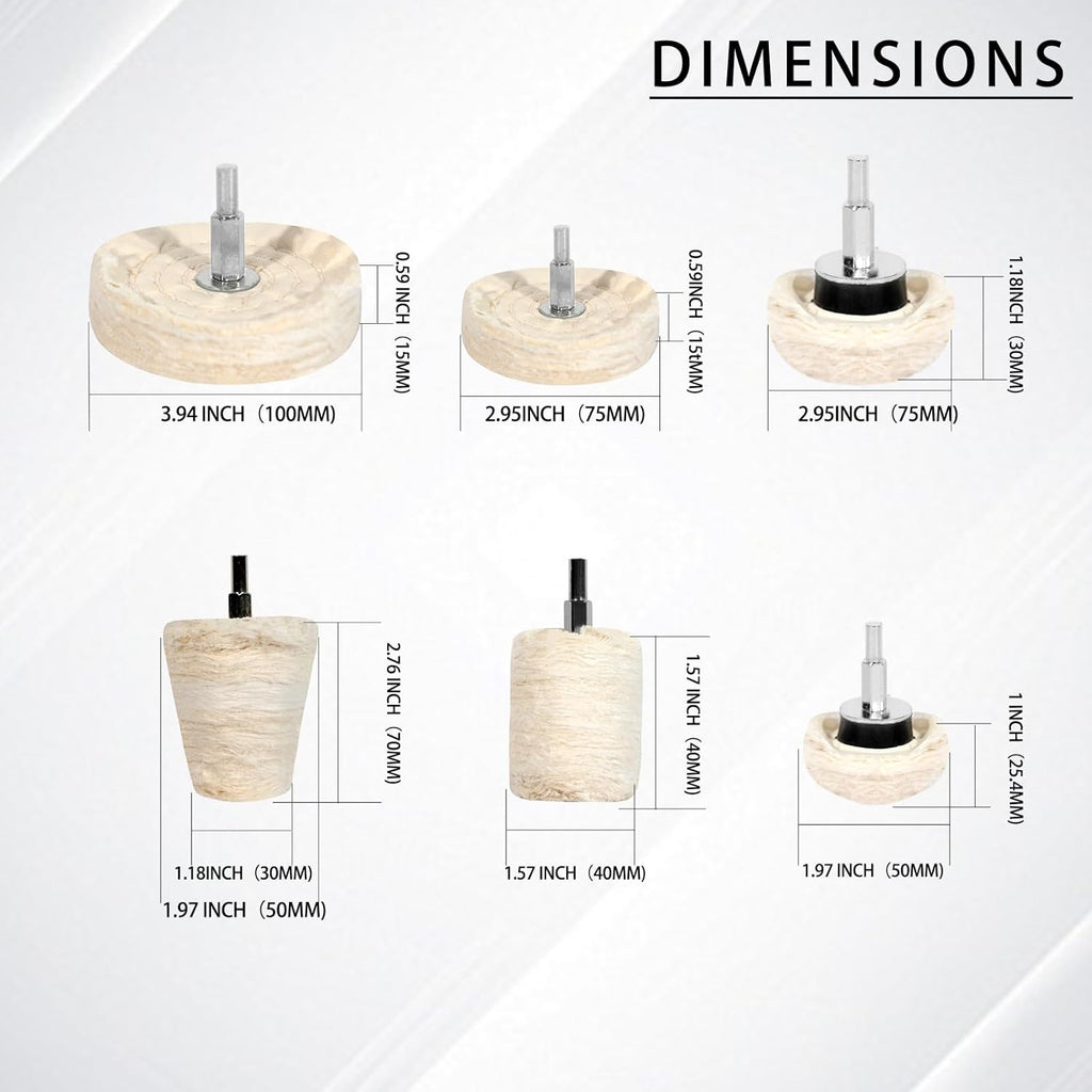 6PCS Buffing Wheels for Drill and 3 PCS Polishing Compounds, Wheel Polishing Kit, Polishing Wheel for Stainless Steel/Aluminum/Chrome/Wood/Jewelry/Plastic/Ceramic/Glass etc
