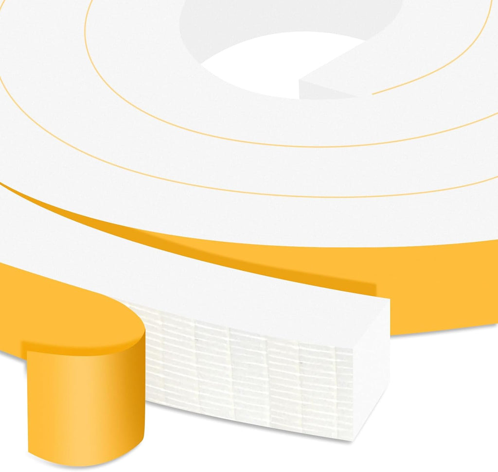 Weather Stripping Door Seal Strip, Strong Adhesive Doors and Windows Insulation Soundproof Weatherproof Foam Tape for Sliding Door, Front Door Frame, Window, Lightproof(3/4 In x 3/4 In x 13Ft)