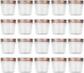novelinks 4 oz Clear Plastic Jars with Rose Gold Lids – Small Round Refillable Storage Containers for Spices, Food, Crafts, and DIY Gifts – BPA-Free, Leakproof, 20 Pack