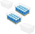 Large Wire Storage Baskets Freezer Organizer Baskets, Farmhouse Metal Wire Baskets Bins, Household Storage Basket with Handles for Kitchen, Cabinets, Pantry, 4 Packs (16" (L) x 9.8 (W) x 7" (H))