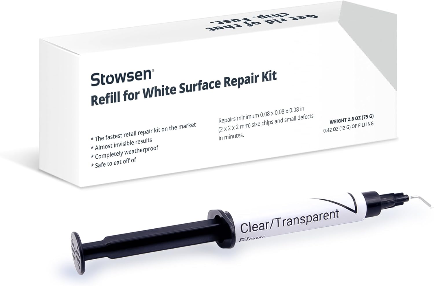 Refill for White Surface Repair Kit - Fix Chips & Defects in Minutes | Restore Tiles Bathroom Fixtures and Countertops with Ease | for Porcelain Fiberglass Corian Acrylic Ceramic Enameled and More