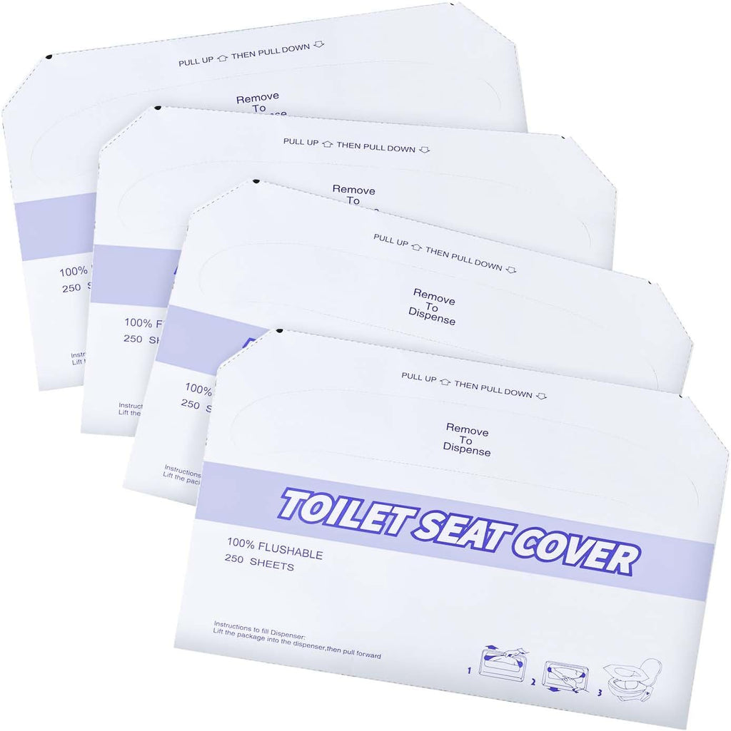 4 Pack (1000 Pieces) Disposable Toilet Seat Covers Flushable Paper Toilet Seat Cover for Bathroom, Hotels, Travel, Kids or Adults
