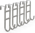 FYY Over The Door Hooks - 4 Pack Heavy Duty Dual-Hook Organizer Hanger with Non-Slip Rubber for Towels, Clothes, Hats & Bags Use in Bathroom, Bedroom, Kitchen - Fits Interior Doors Up to 1.6" Grey