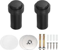 PATIKIL 2Set Round Door Stoppers, 80mm Stainless Steel Door Stop Doorstop Wedge Metal Cylinder Self Adhesive with Screw for Bottom of Door Floor Inside, Black