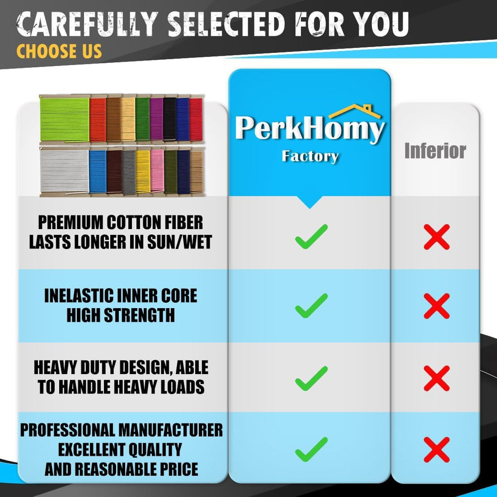 PerkHomy 500lb Cotton Rope 3/16" (5mm) 50 ft Multi Purpose Utility Diamond Braided Cord, Natural Cotton for Clothes Line Camping Crafting Flag Pole, Khaki