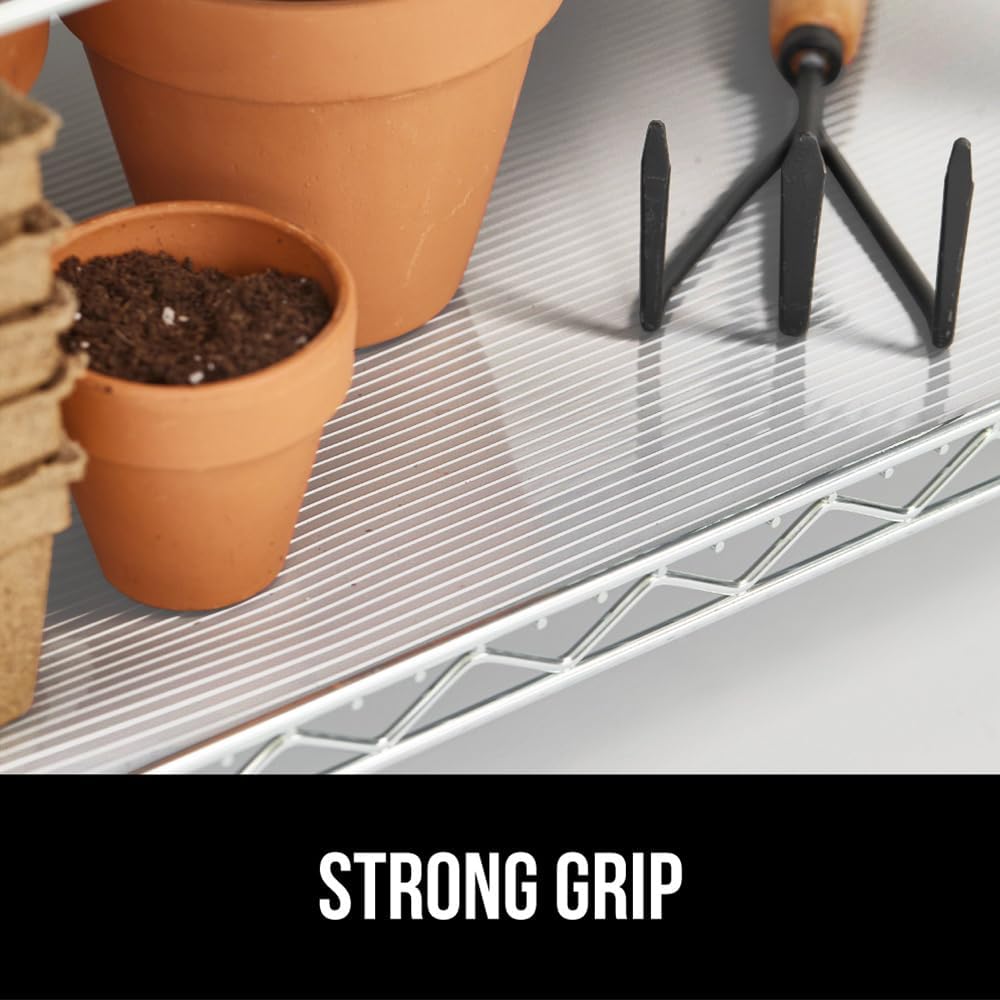 GORILLA GRIP DuraGuard Shelf Liner, Pack of 2 12x20, Non-Adhesive Cabinet Liners for Kitchen Drawers, Shelves, Refrigerator, Pantry Storage, Bathroom, Durable Waterproof BPA Free Ribbed Plastic, Clear