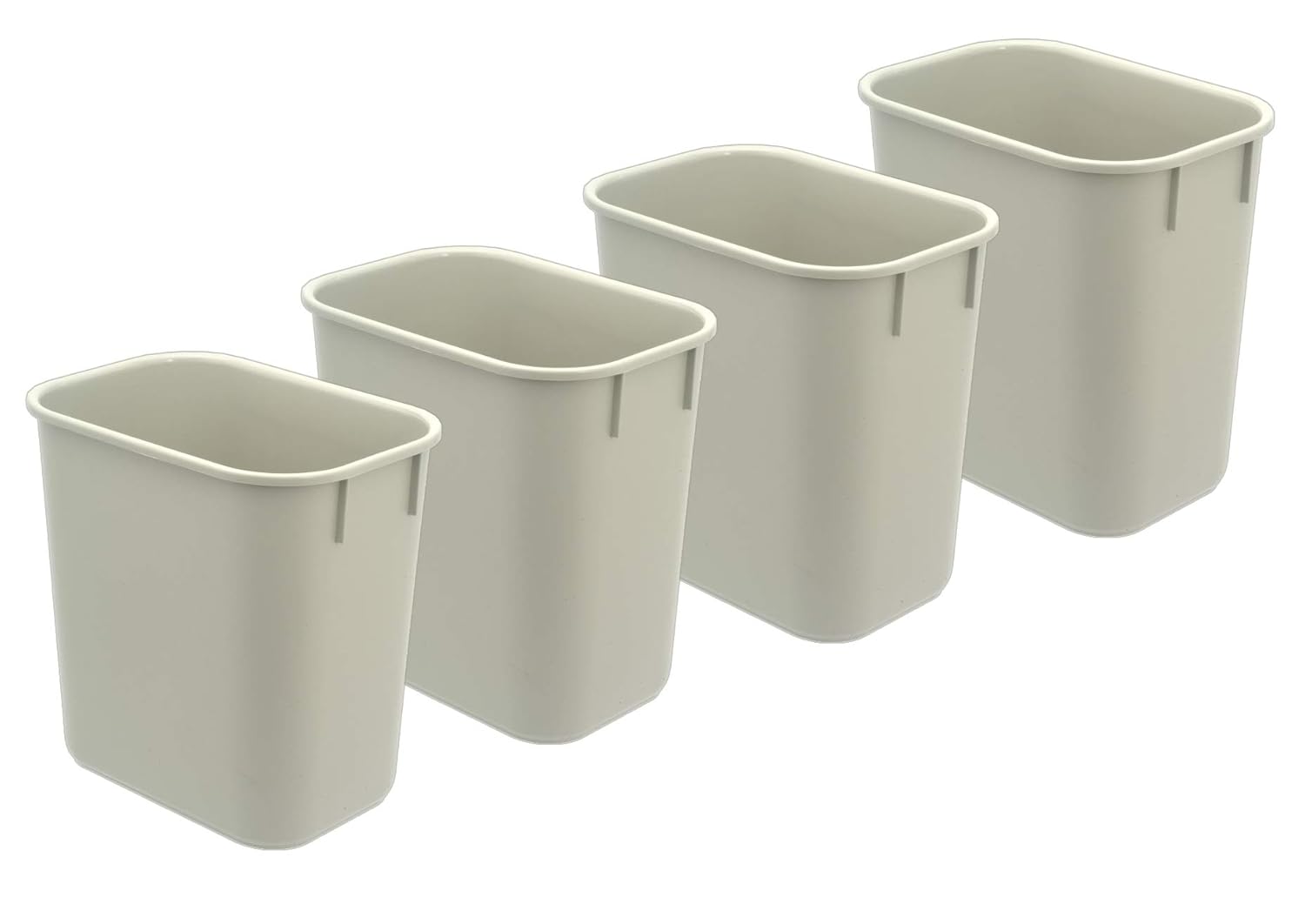 Acrimet Wastebasket, Deskside Bin, 3.25 Gallon/13 Quart/ 12 Liter (Plastic) (Light Gray Color) (Set of 4)