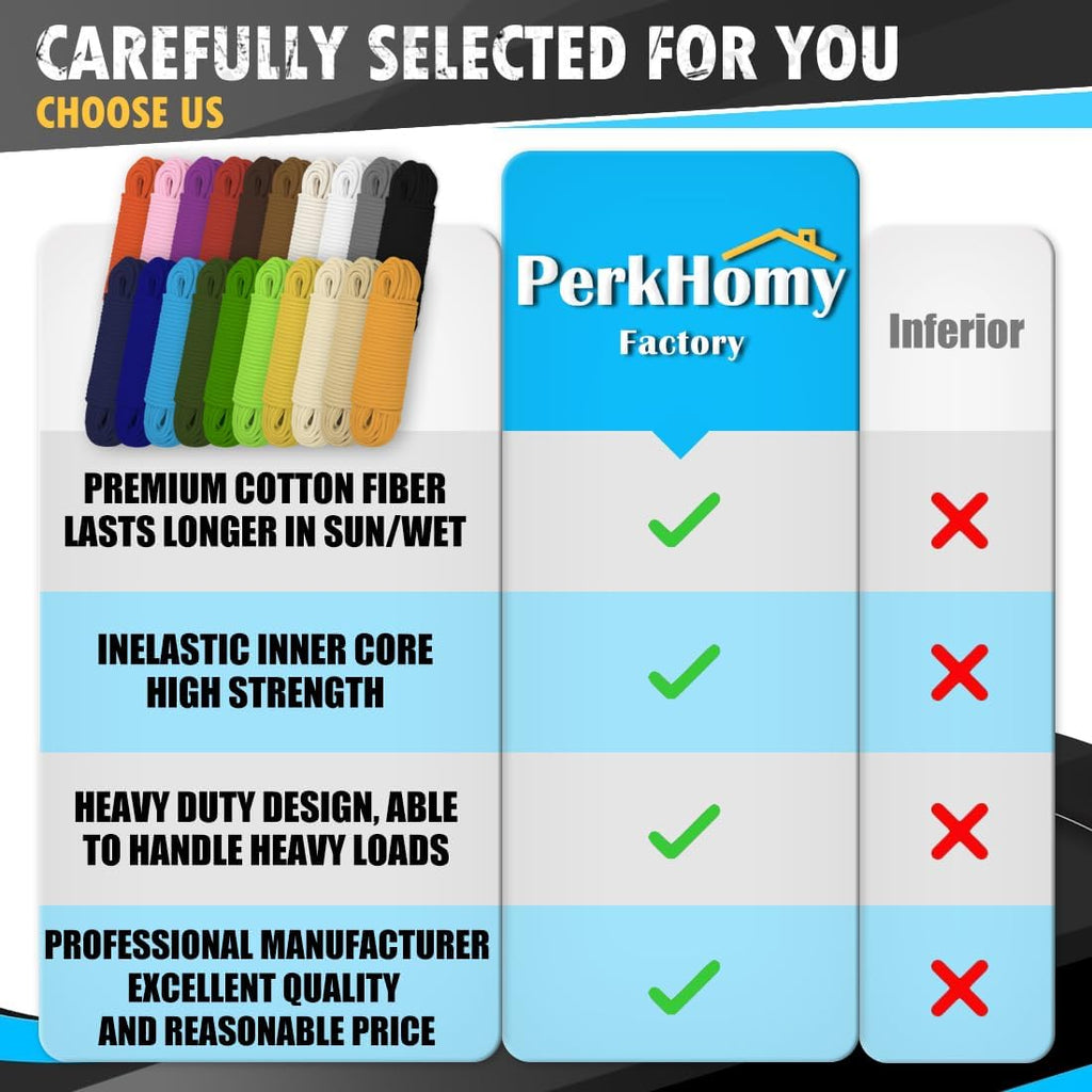 PerkHomy Cotton Rope 3/16" (5mm) 100 ft Multi Purpose Utility Diamond Braided Cord, Natural Cotton for Clothes Line Camping Crafting Flag Pole, White