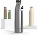 LARS NYSØM Stainless Steel Insulated Water Bottle 12oz 17oz 25oz 34oz 51oz | Insulated Thermo Flask for Hot and Cold Beverages | Leakproof Drinking Bottle (Stainless Steel, 25.4oz)