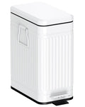 Small Trash Can with Lid Soft Close-10L/2.6 Gal Stainless Steel Outdoor Dog Poop Garbage Can-Metal Waste Bins with Pedal for Bathroom Bedroom Office-White