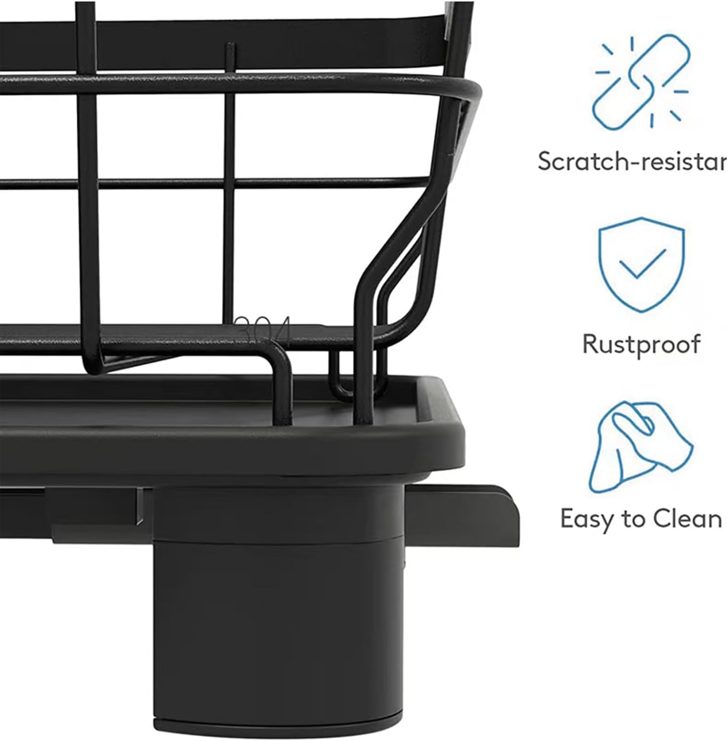 Dish Drying Rack, Large 2 Tier Stainless Steel Dish Rack for Kitchen Counter with a Drainboard, Cutlery, Cup Holder, Kitchen Organizers and Storage Rack, 17" L x 13" W, Black