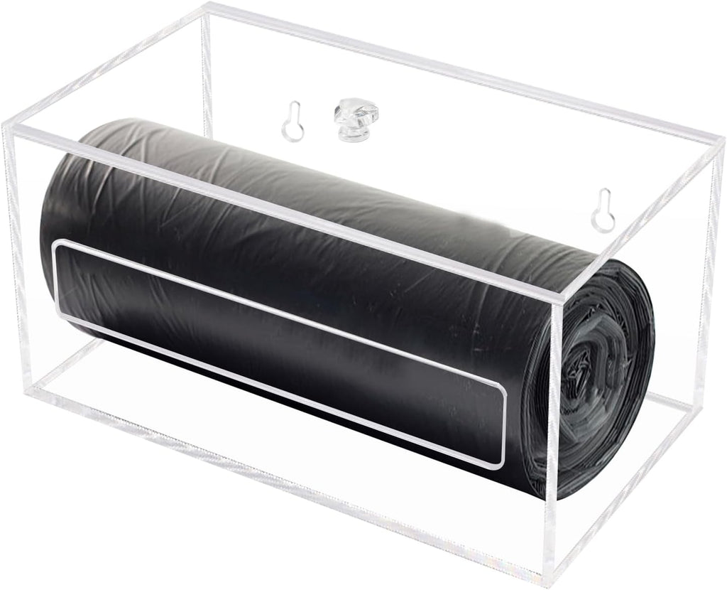 Trash Bag Organizer Dispenser, Acrylic Garbage Bag Holder Dispenser, Trash Bag Roll Dispenser for Wall Mount