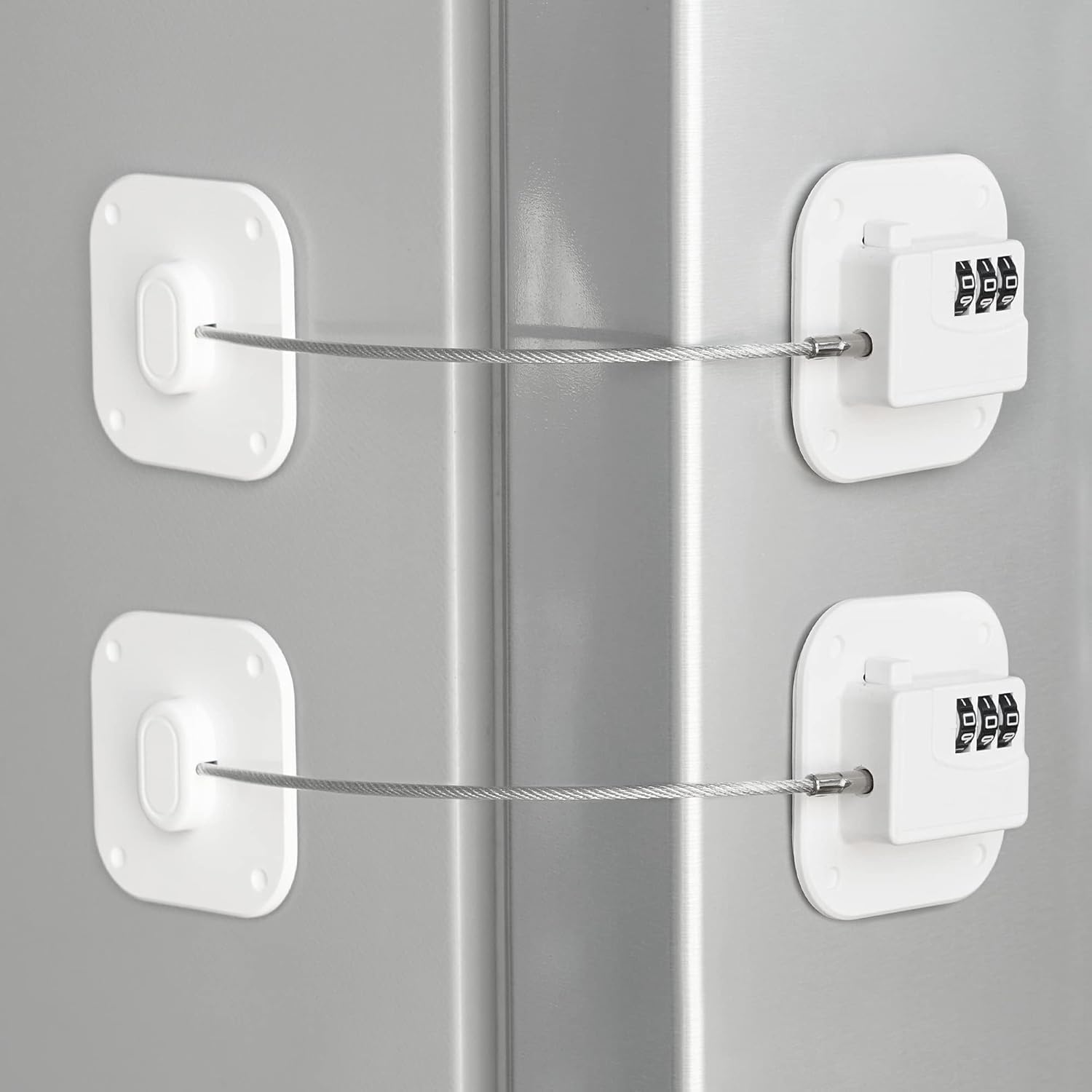 Refrigerator Lock, Combination Lock for Refrigerator Cabinets, Drawers, Heavy Duty Fridge Lock, Easy Install No Keys Needed (White-2Pack)
