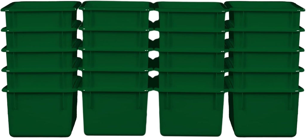 Wood Designs Cubby Storage Bin, Heavy Duty Plastic Containers for Kids Green Cubby Tray Set of 20