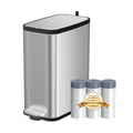 Stainless Steel Bathroom Trash Can with Lid Soft Close,1.6 Gallon Slim Garbage can,Small Metal Step Wastebasket for Office, Bedroom, Toilet, Live Room