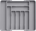 Lifewit Silverware Drawer Organizer, Expandable Utensil Organizer for Kitchen Drawers, Adjustable Cutlery and Flatware Tray, Plastic Spoons Forks Knives Holder Storage Dividers, Medium, Gray