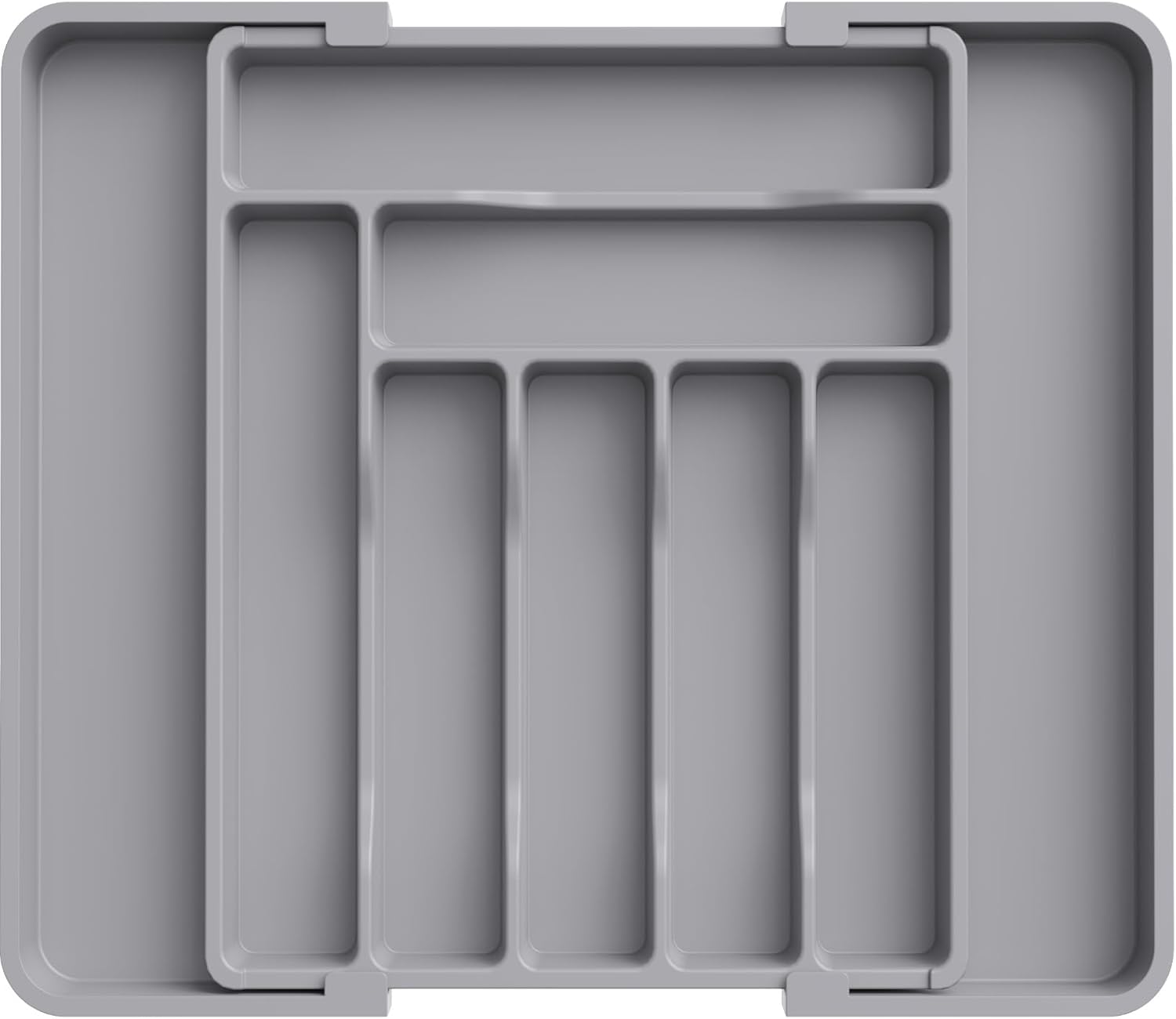 Lifewit Silverware Drawer Organizer, Expandable Utensil Organizer for Kitchen Drawers, Adjustable Cutlery and Flatware Tray, Plastic Spoons Forks Knives Holder Storage Dividers, Medium, Gray