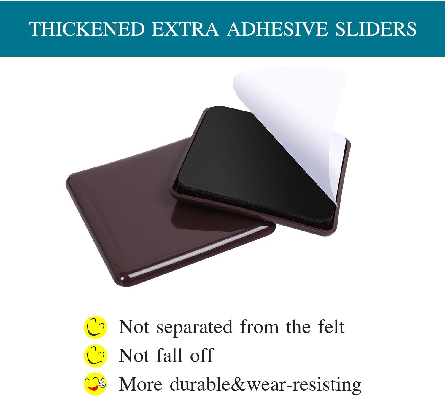 Ezprotekt 16 Pcs Self-Stick Furniture Movers Sliders for Carpet, 2.5 inch Square Self-Adhesive Furniture Moving Pads, Furniture Glides Sliders for Moving Chair Table Desk Bed Sofa Couch (Brown)