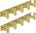 VAEHOLD Hat and Coat Wall Mount Rack - Hooks for Robes, Bags, Keys, and Towels - Bathroom Towel Hanger Organizer (Gold, “T“ Shape 5 Hooks 2 Pack)