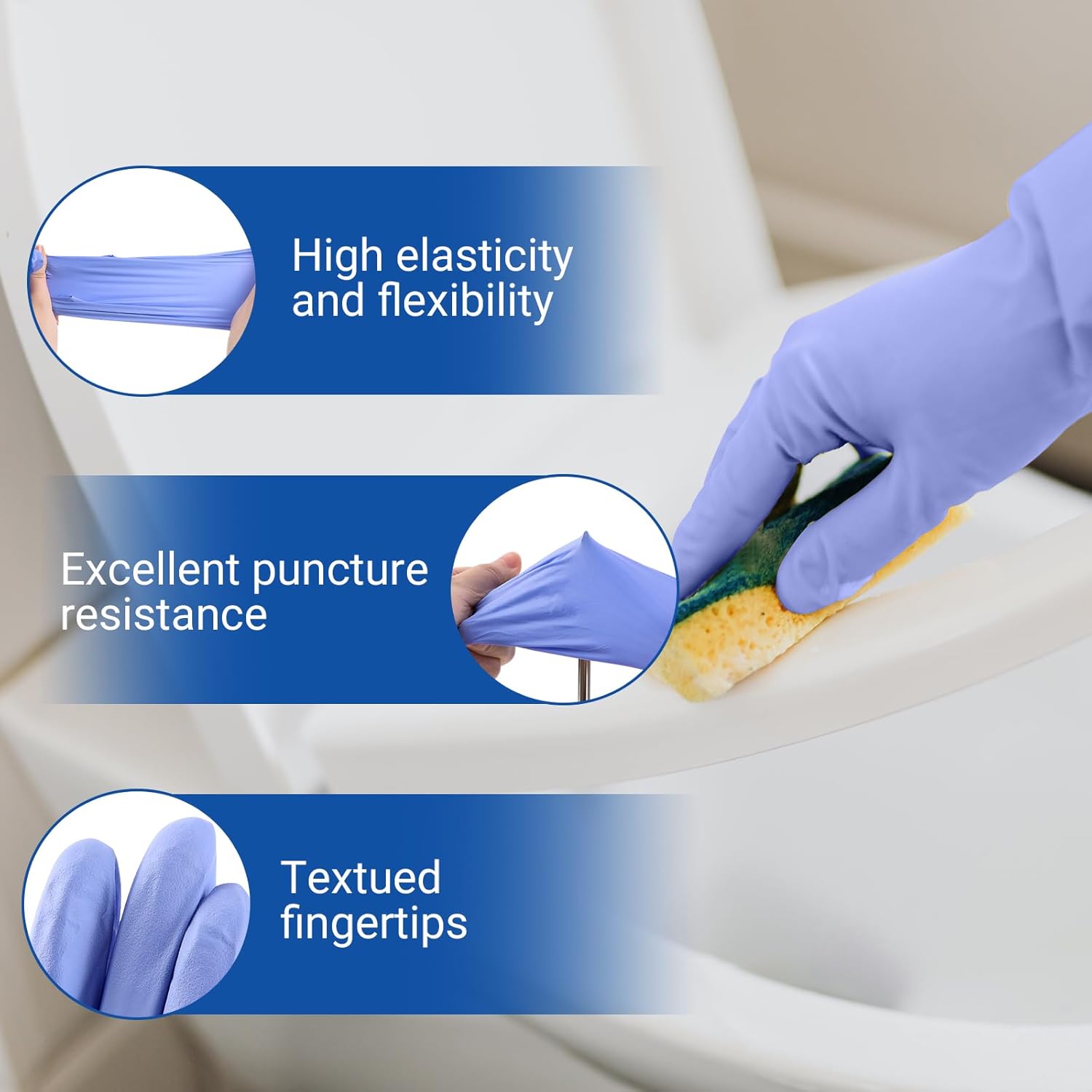 JMU Nitrile Exam Gloves X-Large, 4000 Count, 3.5 Mil, Disposable Gloves Latex-Free & Powder-Free, Violet Blue