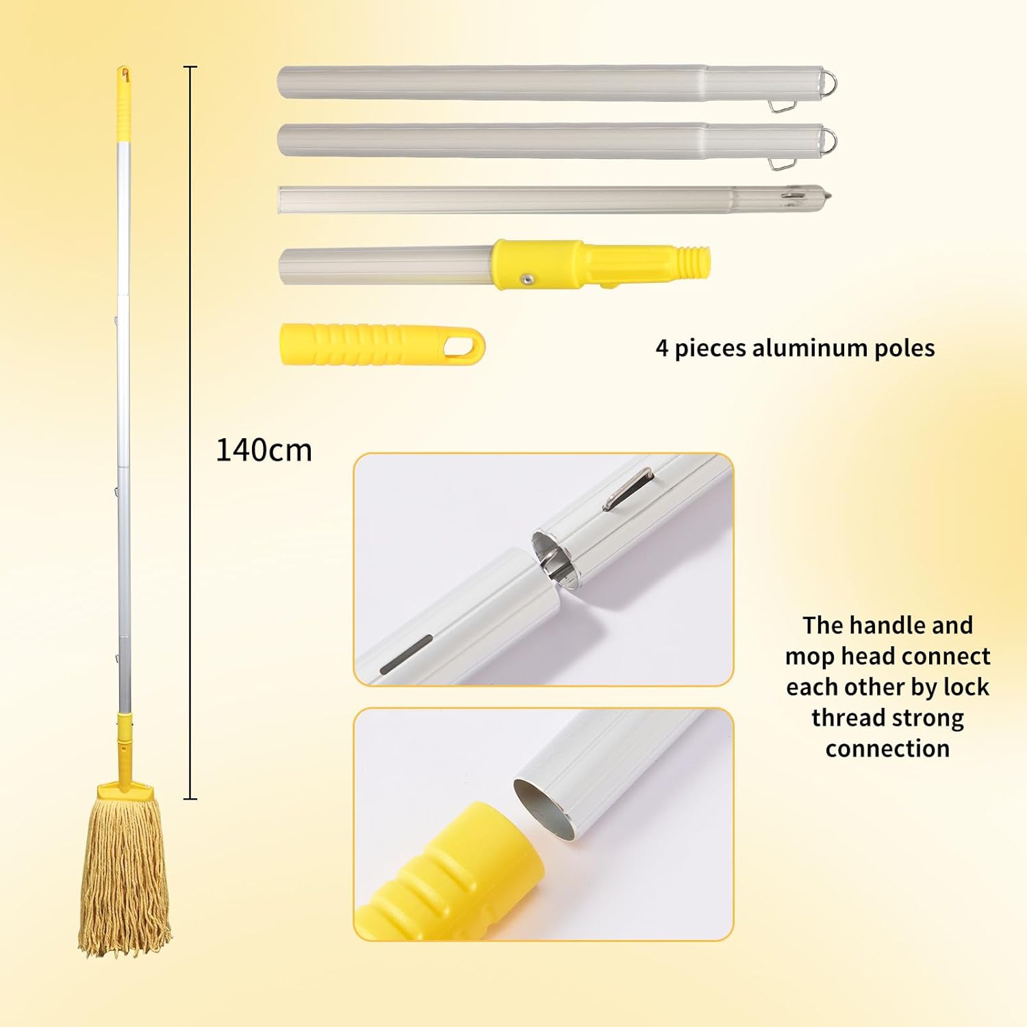 35 Quarts Commercial Mop Bucket with Side-Press Wringer for Floor Cleaning, Yellow, Including One Commercial Mop