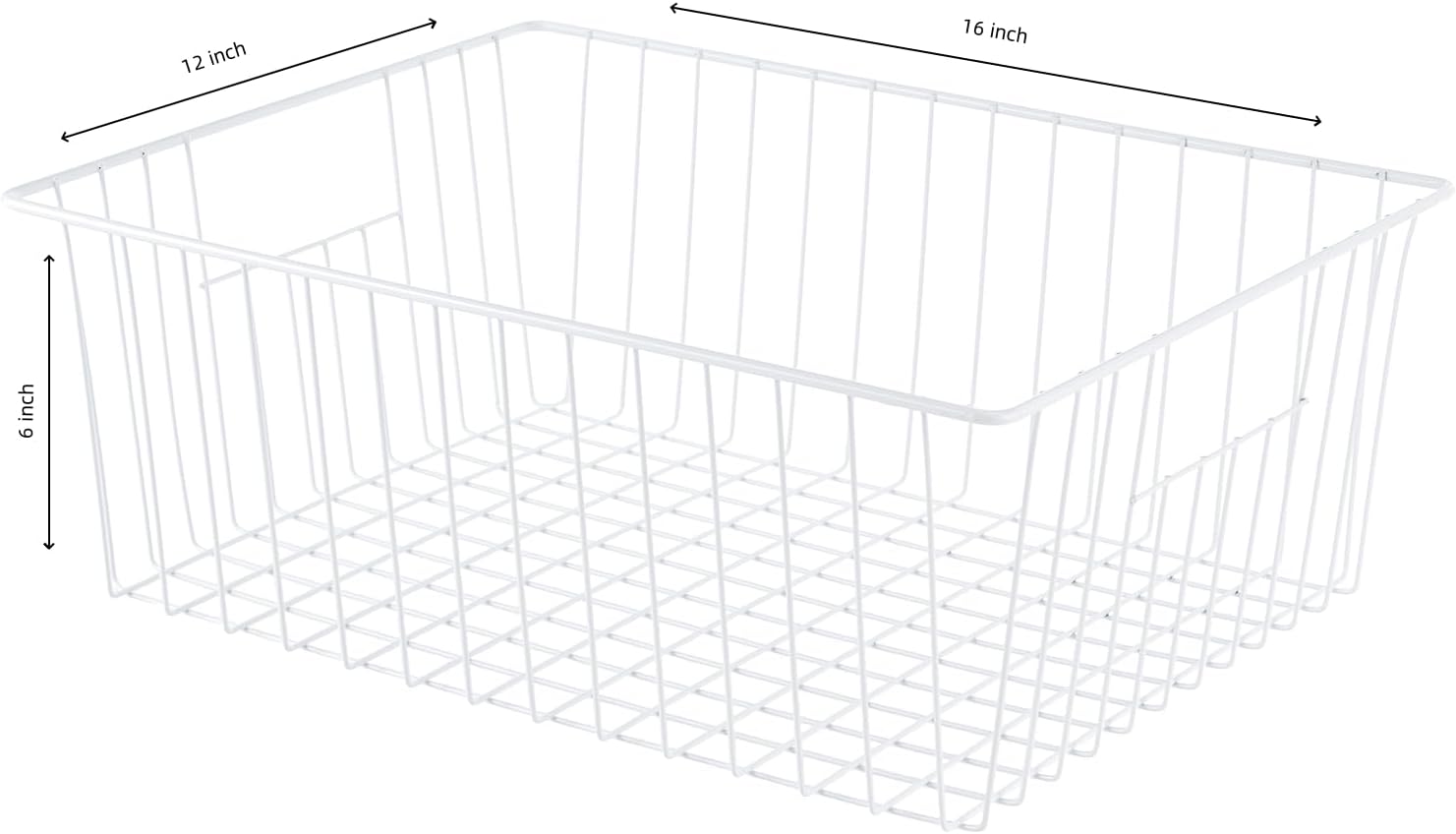 Freezer Organizer Bins, Upright Freezer Baskets for 16, 17, 21 cu.ft Standup Freezer, Wire Storage Baskets with Built-in Handles, 6Pcs, White
