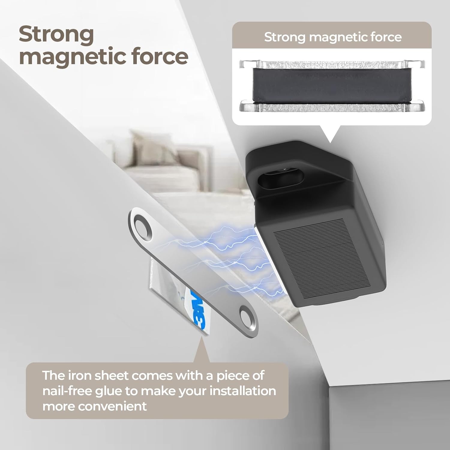 Cabinet Magnetic Catch Door Latch 30LB for Kitchen Drawer Magnets to Stay Closed Magnetic Catch Closet for Drawer（Black 12 Pack）