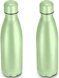 25oz Cola-Bottle Shaped Stainless Steel Leak-proof Water Bottle,Double Wall Vacuum Insulated Metal,Travel Mug For Sports Indoors & Outdoors,BPA-Free School Kids Flasks,Green(2 Pack)