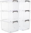 Citylife 6 Packs 58.1 QT Plastic Storage Bins with Lids Large Stackable Storage Containers for Organizing Clear Storage Box for Garage, Closet, Kitchen
