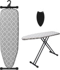 Ironing Board with Silicone Iron Rest pad,Extra Thick Cover,14x54 Compact and Space Saver Iron Board, Height Adjustable,Stable Structure, Easy to Fold, White and Gray