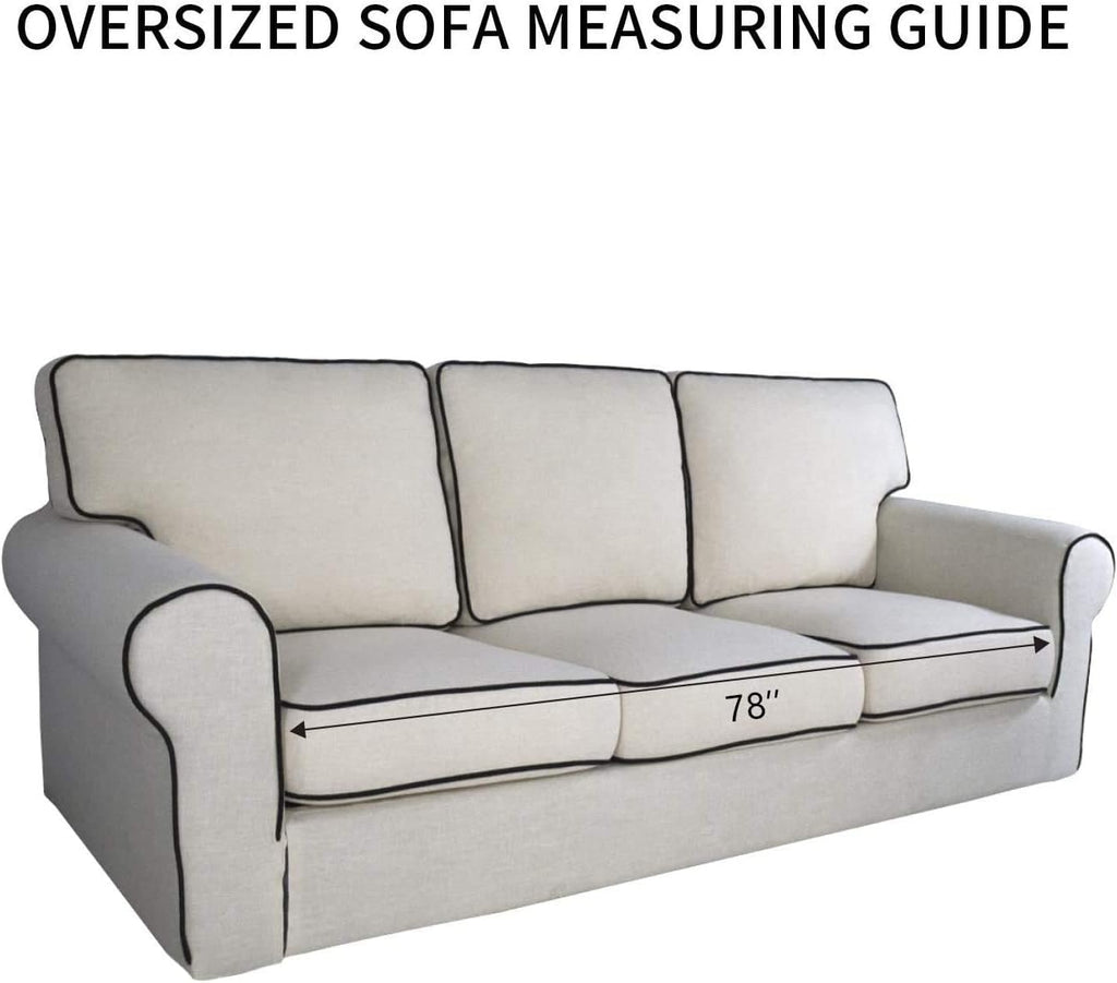 PureFit Reversible Quilted Sofa Cover, Water Resistant Slipcover Furniture Protector, Washable Couch Cover with Non Slip and Elastic Straps for Kids, Pets (Oversized Sofa, Navy/Ivory)